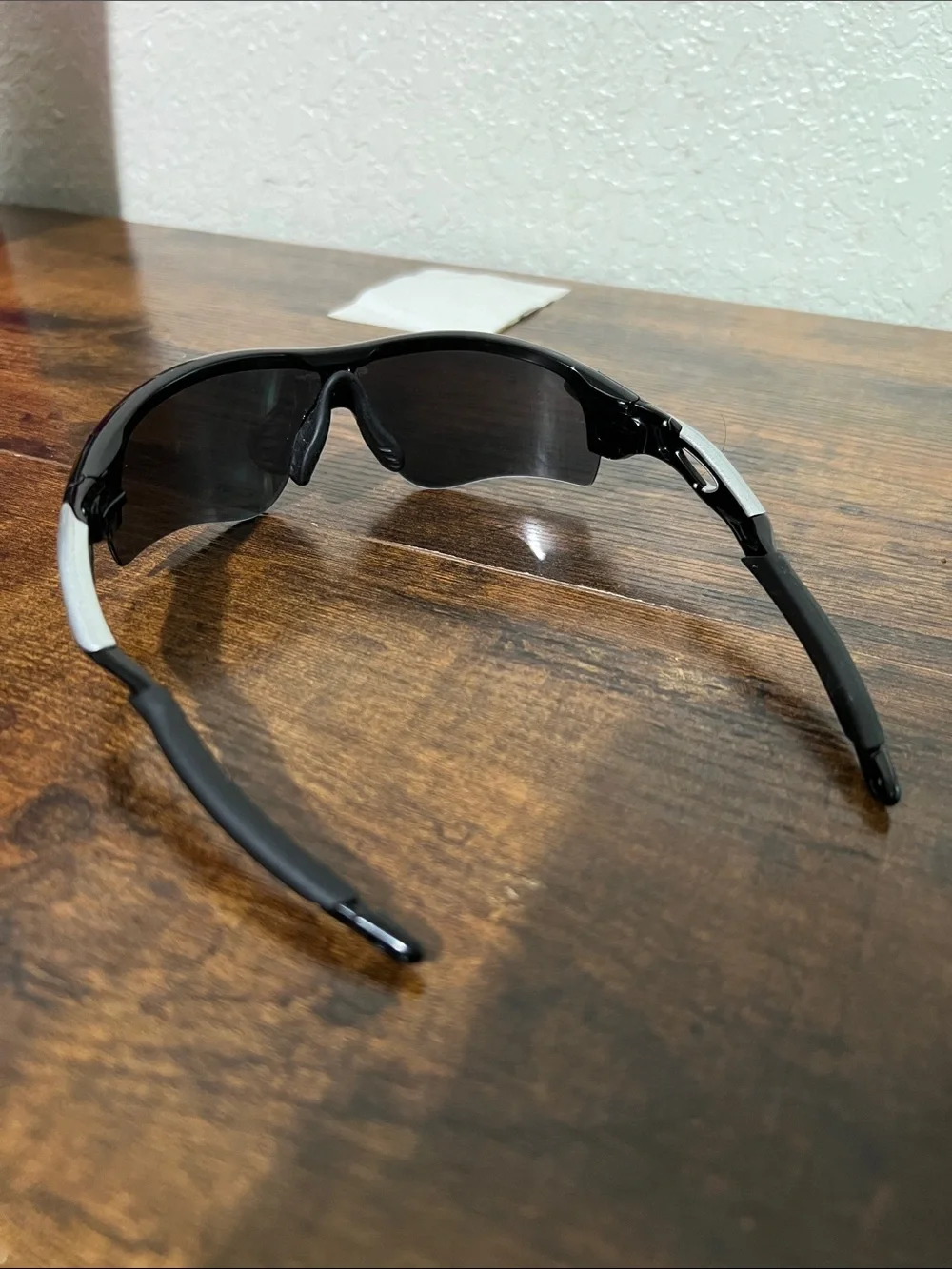 Oakley Black Shield Sunglasses with White Temple Accents with original case